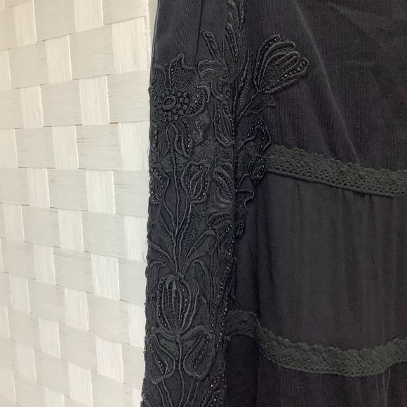 basil & maude black corduroy lace embroidered skirt size 8 - Picture 5 of 11